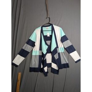 Christopher‎ & Banks Womens Medium Blue Gray White Cardigan